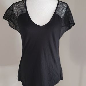 Express Black Lace Shoulder Top Medium